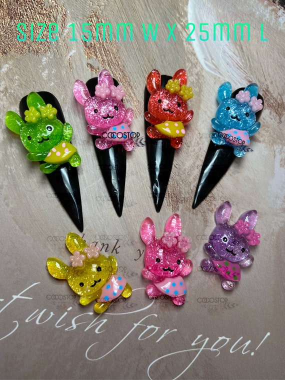 Glitter Mix Color Bunnies 3D Nail Charms / Rabbits Kawaii Nail Charms/  Kawaii Nail Art/ Nail Art Designs and DIY Crafs -  Israel