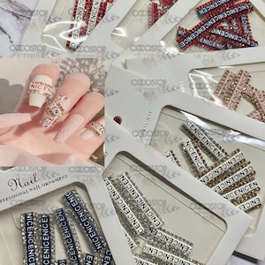 Letra de luxo fita diamantes linhas unhas jóias decalque do prego/decoração da arte do prego diy artesanato