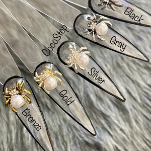 Halloween 5 colors spider 3D nail charms