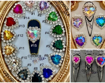 Valentines Large heart crystal jewelry 3D nail charms