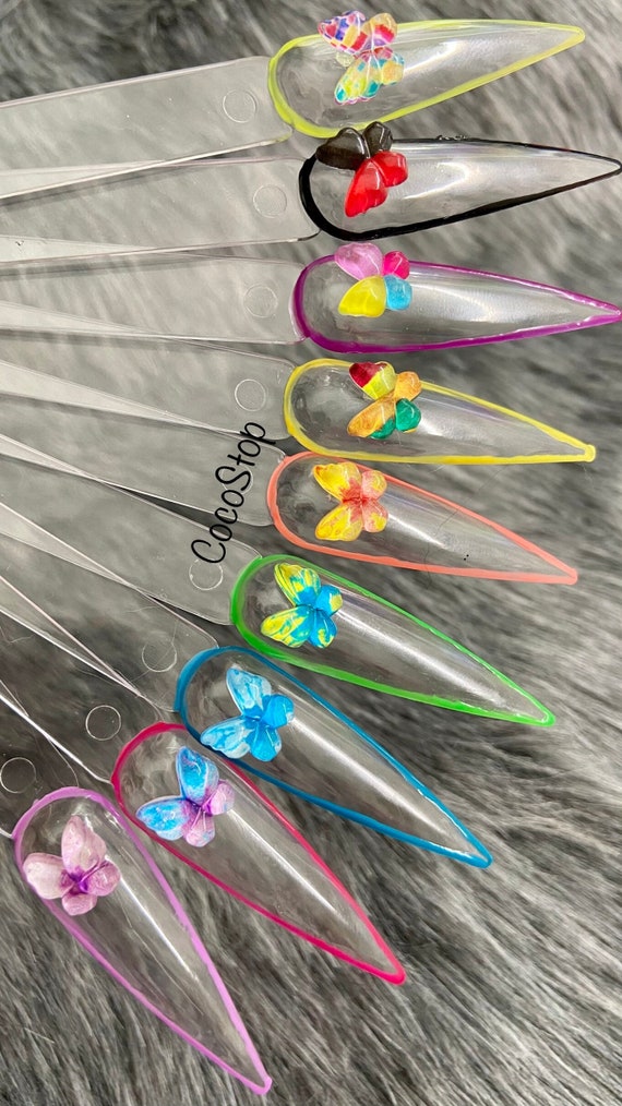 40 pieces mix colorful resin cabochon butterfly kawaii 3D nail charms