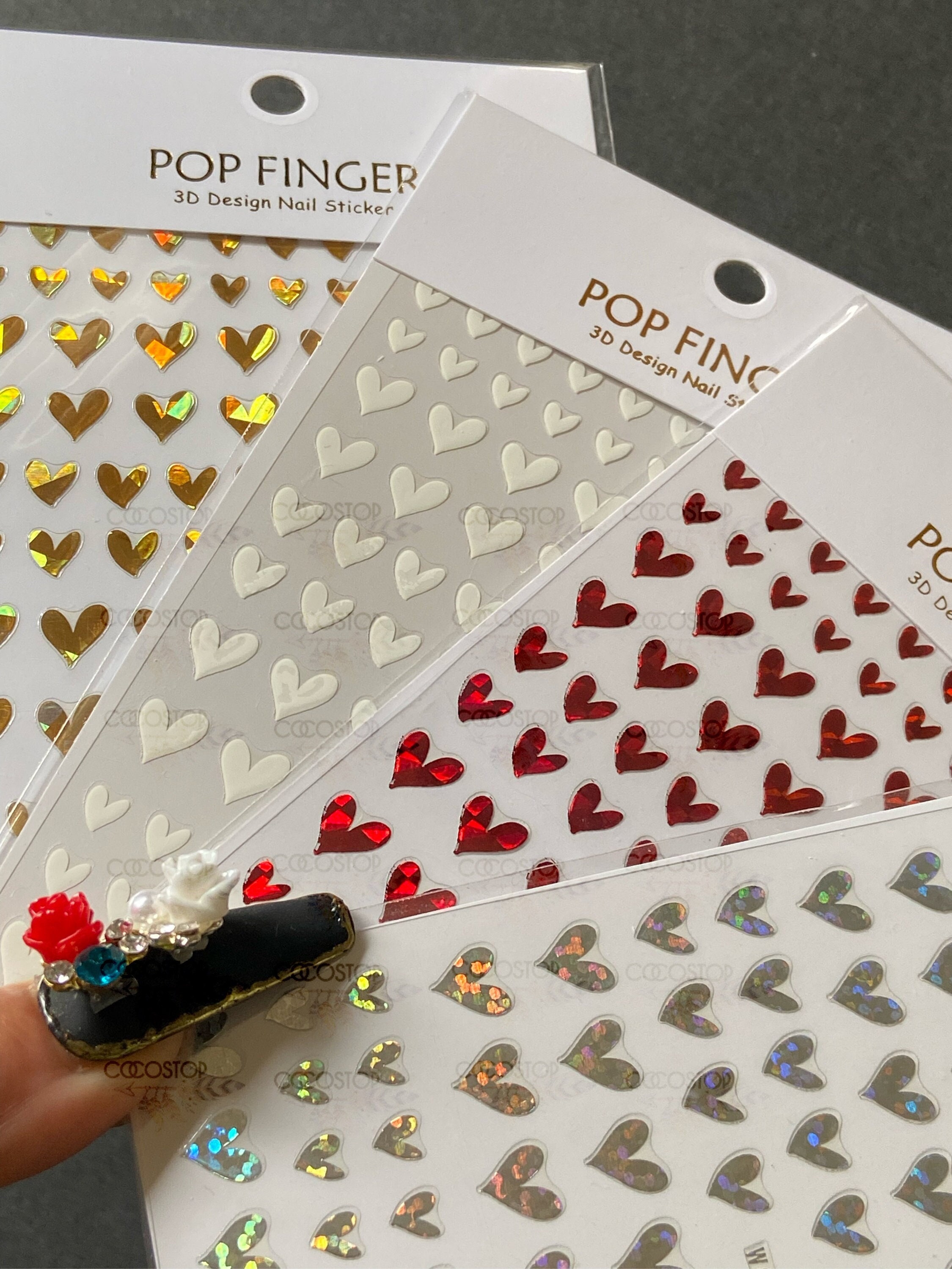 4 packs Heart nail decals for nail art DIY crafts