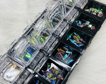 12Grids/Box AB Transparent Color Nail Art Decoration Random Rhinestone Manicure Accessories