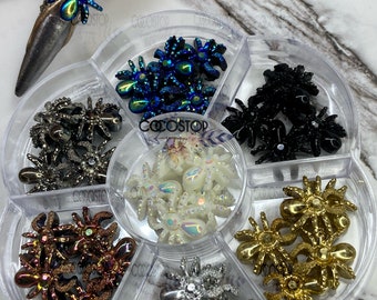 Resin spider AB cabochon 3D nail charms For Halloween , nail art design