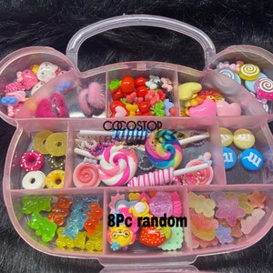 Más de 100 piezas Caja de uñas Kawaii Amuletos de uñas 3D para diseños de arte de uñas Accesorios para manualidades DIY