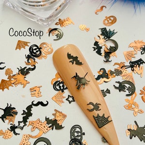 100 piezas de arte de uñas de Halloween Kawaii mezcla 3D finos dijes de uñas metálicos/12 diseños