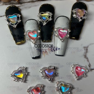 Heart silver nail jewelry charms/ Valentine 3D nail charms / Nail Art Decoration DIY Craft