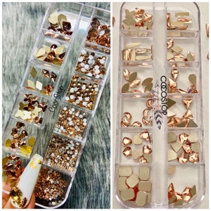 60/120 pieces Topaz nail rhinestone box