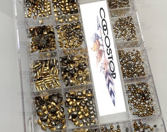 Gold nail rhinestone box