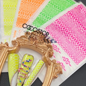 4 sheets/set Neon snake nail water decals for nail art Decorations design