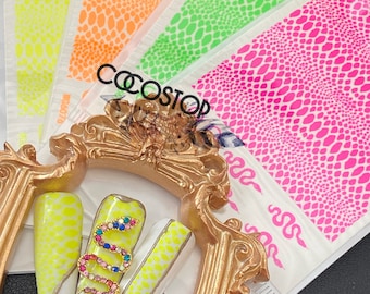 4 sheets/set Neon snake nail water decals for nail art Decorations design