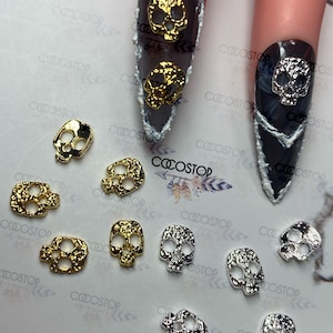 10 pieces Metal Skulls Halloween nail charms / 3D nail charms/ Nail Art Decoration