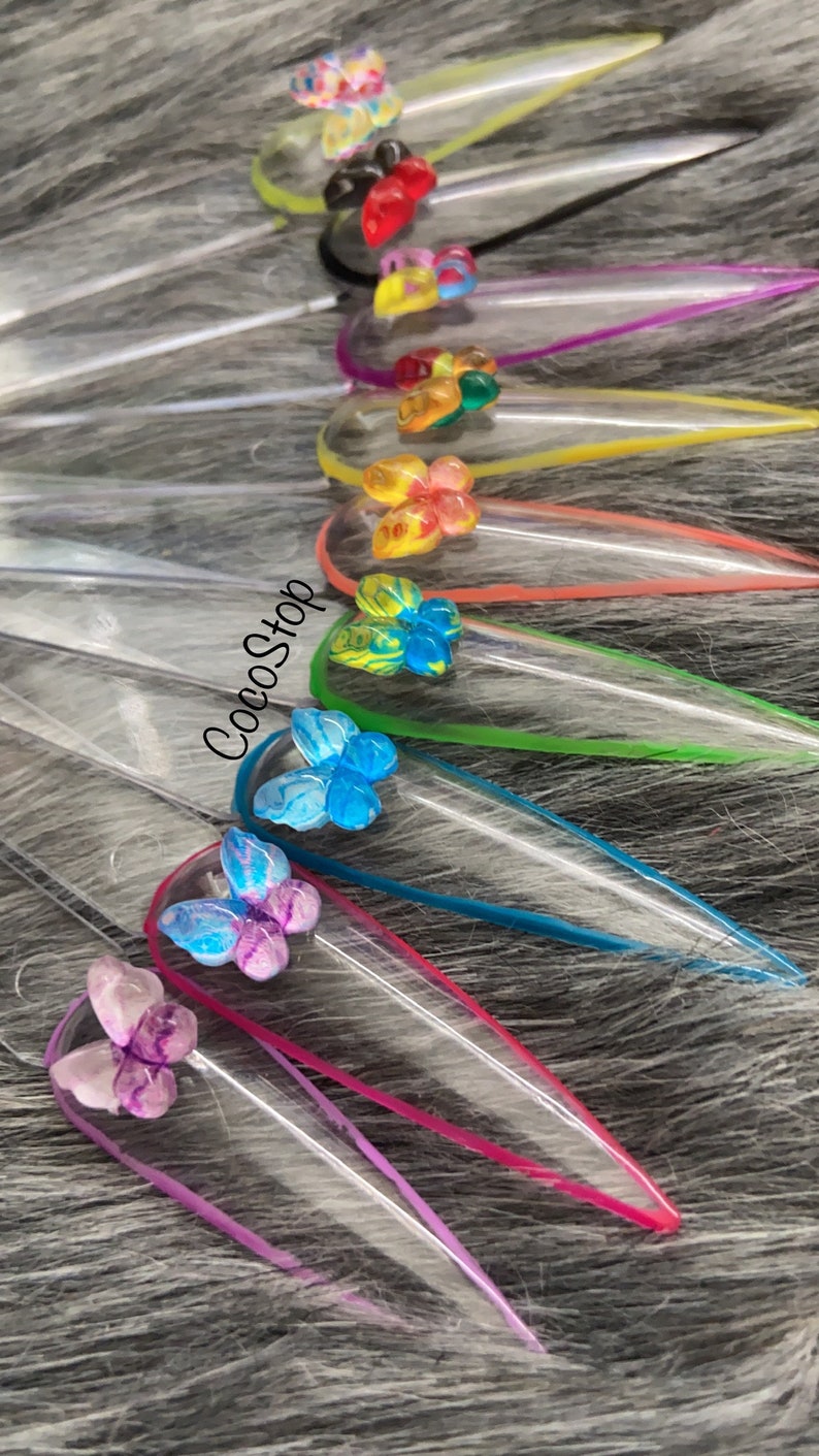 40 pieces mix colorful resin cabochon butterfly kawaii 3D nail charms image 3