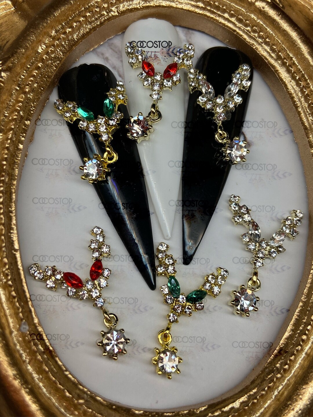 Set of Dangling V Luxury Nail Charms 3D Charms for Nail Art Accessories