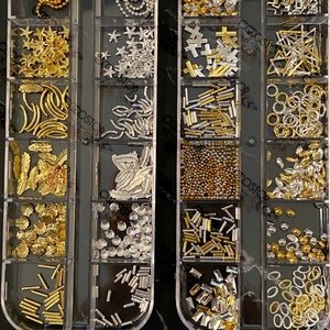 Metallic gold silver studs cross star leaves nail chains