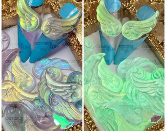 Kawaii Luminous Angel wings cabochon glow in the dark 3D nail art DIY crafts
