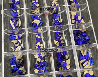 480 pieces blue crystal nail rhinestone box