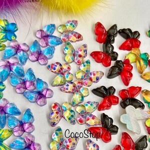 40 pieces mix colorful resin cabochon butterfly kawaii 3D nail charms image 7