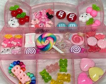Scatola di ciondoli per unghie kawaii, nail art in resina 3D, oltre 50 pezzi