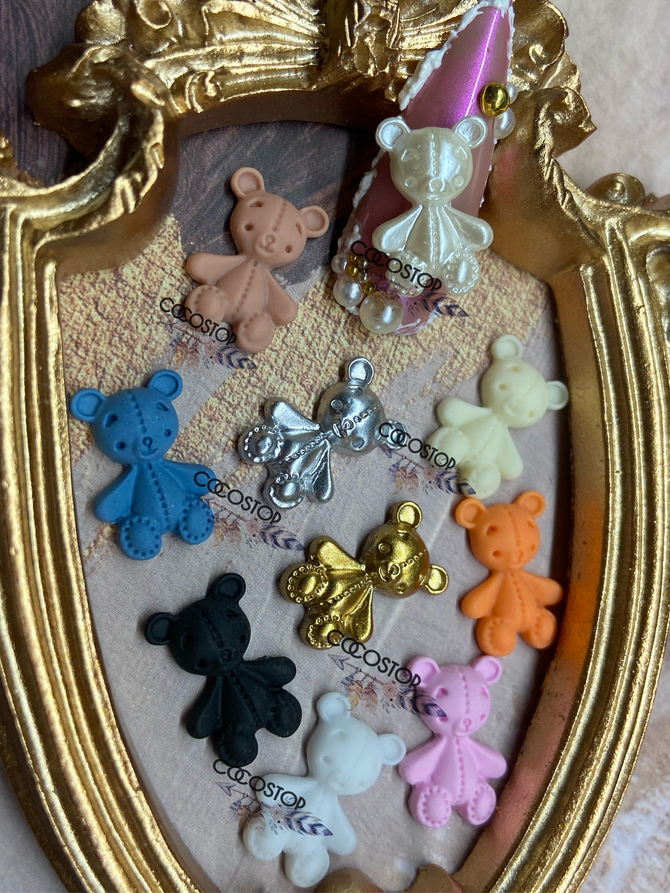 chcuteild bulk assorted cartoon gummy bear nail charms pendants