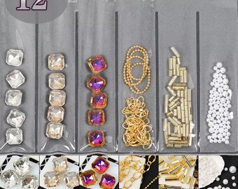 Rhinestone Nail Charms: Square Crystals, Strass, Metallic Accents