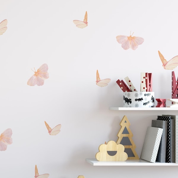 Butterfly decals for kids room, watercolor decal, watercolor butterfly decal, wall decal nursery, art deco wall art, baby girl nursery