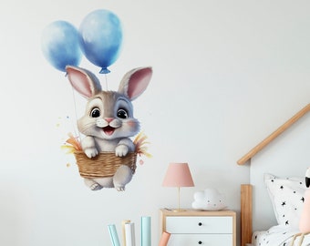watercolor nursery, watercolor decals, rabbit nursery art, bunny decal, rabbit decal, illustrated decal, classic nursery art