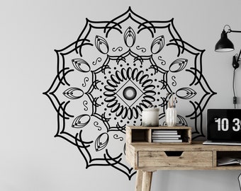 Mandala decal, wall decal mandala, yoga wall art decal, mandala car decal,  mandala mirror decal, geometric decal, yoga studio decal