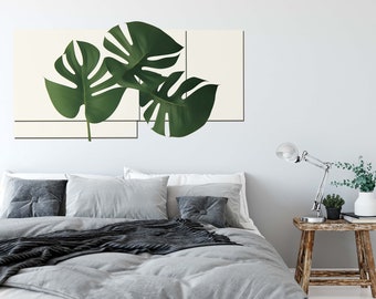 Tropical Monstera Leaf Wall Decals – Jungle Bedroom Decor