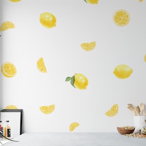 Muurstickers citroen - boho zomer muurstickers, citroenen muurstickers, tropische stickers, uniek wanddecor, housewarming uniek cadeau voor haar