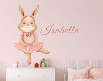 Custom name wall decals for nursery decor, baby shower gift for girl, birthday gift for mom, personalized wall sticker, bunny wall decals