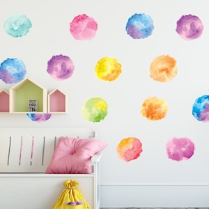 Watercolor Circle Wall Decals - Modern Wall Stickers, Boho Wall Decals, Circle Decals, Unique Wall Decor, Housewarming Unique Gift for Her