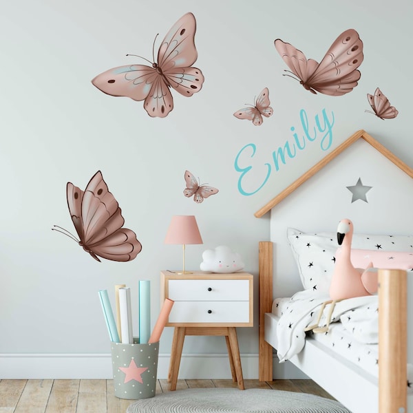 Butterfly Wall Decals - Large Wall Stickers, Removable Nursery Decor, Kids Room Wall Art, Best Gift For Her, Baby Shower Gift for Sister