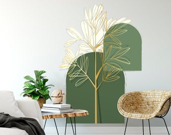 Boho boog muurstickers - stickers hoofdeinde slaapkamer met bloemen
