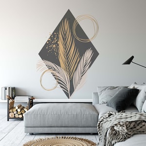 Boho Palm Leaf Geometric Wall Decal, Removable Nursery Decor