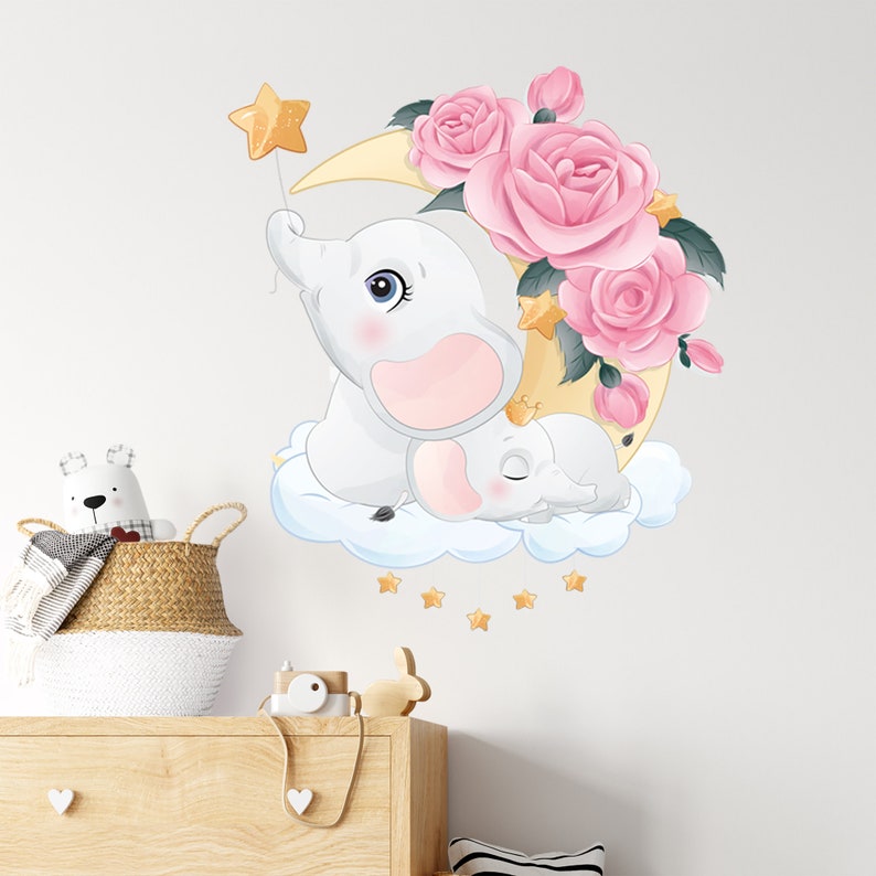 Elephant Wall Decal Elephant Nursery Art Elephant Balloon Etsy