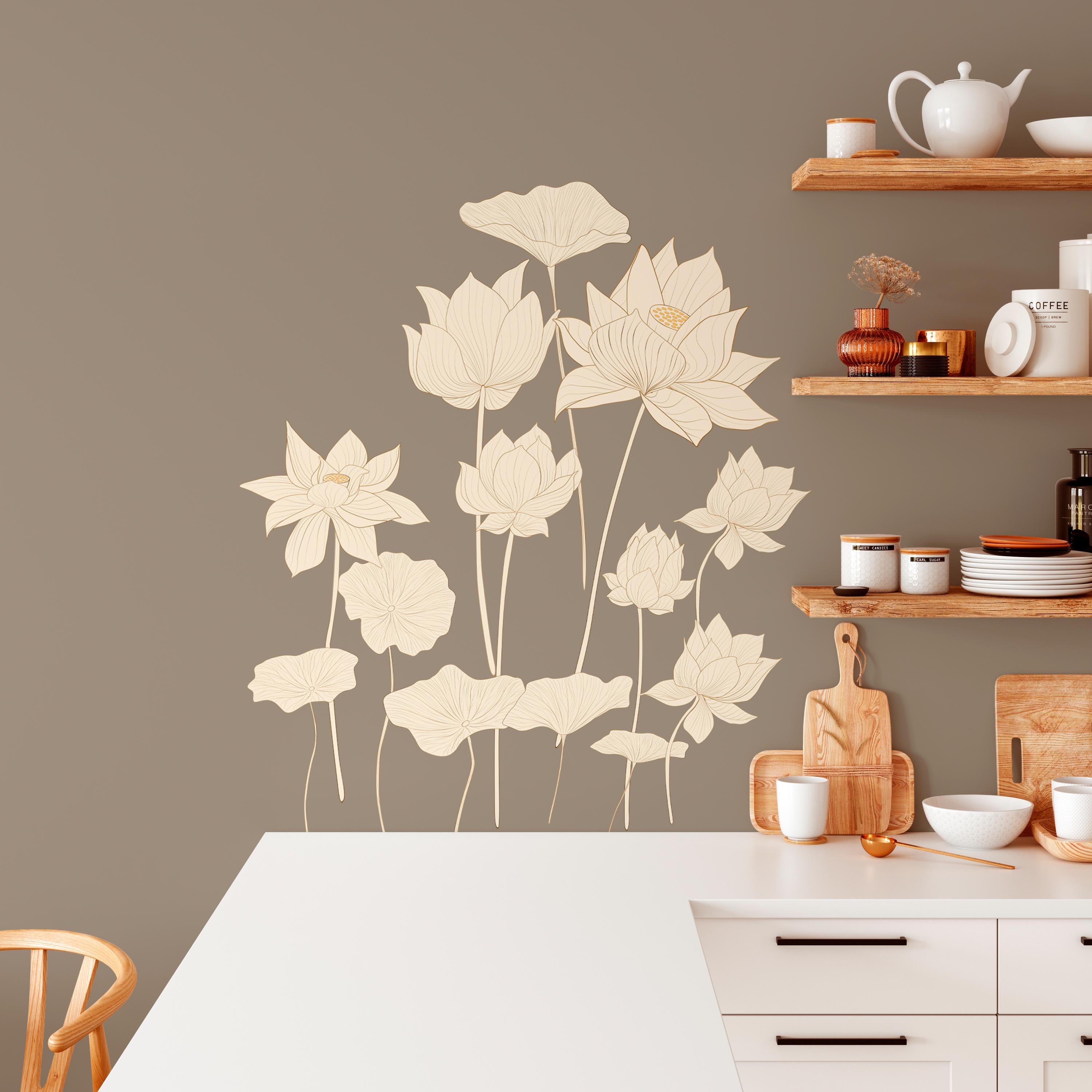 Boho Lotus Flower Wall Decals - Removable Vinyl Decal Set - Etsy
