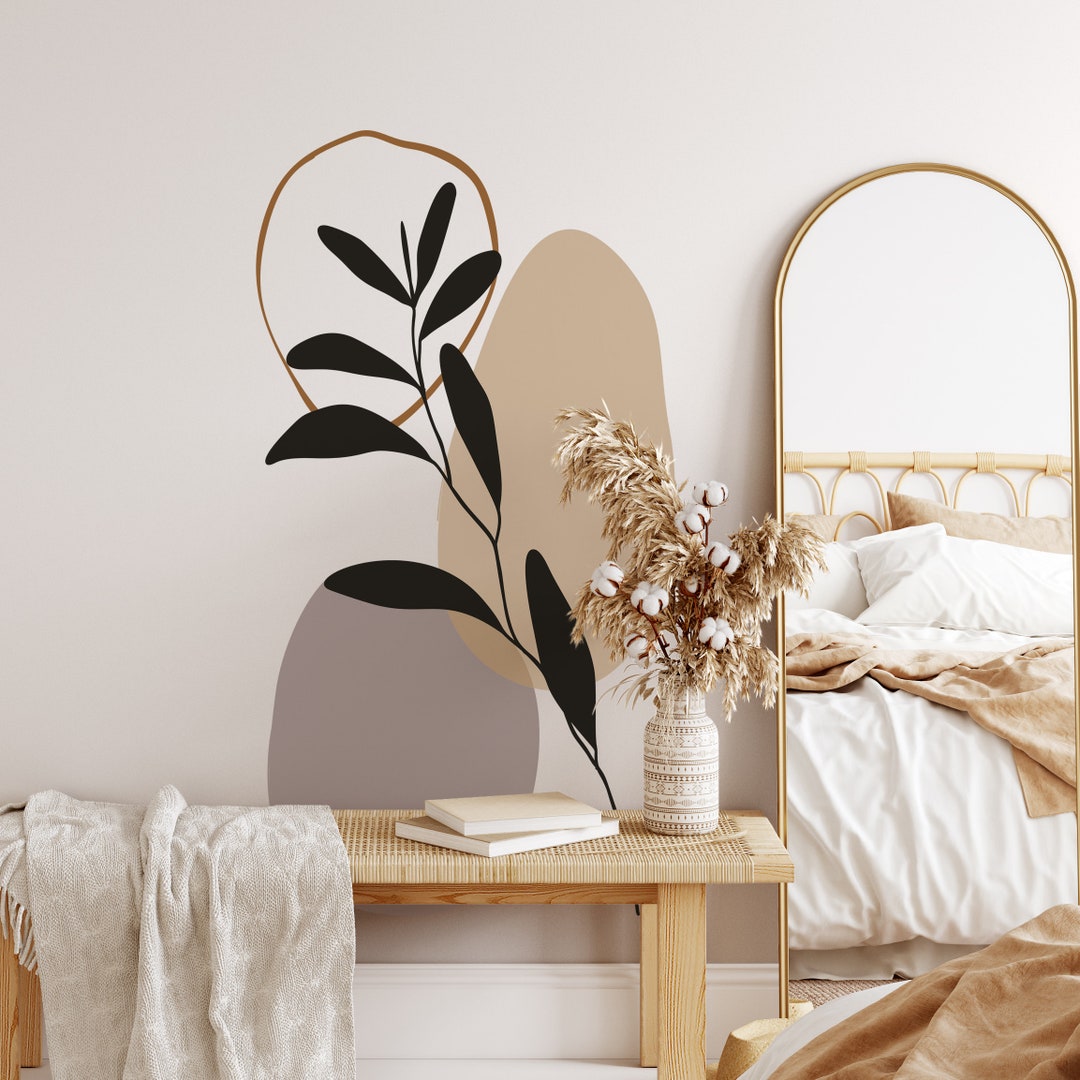 Boho Floral Wall Decals – Abstract Shapes, Removable Vinyl Stickers - Etsy