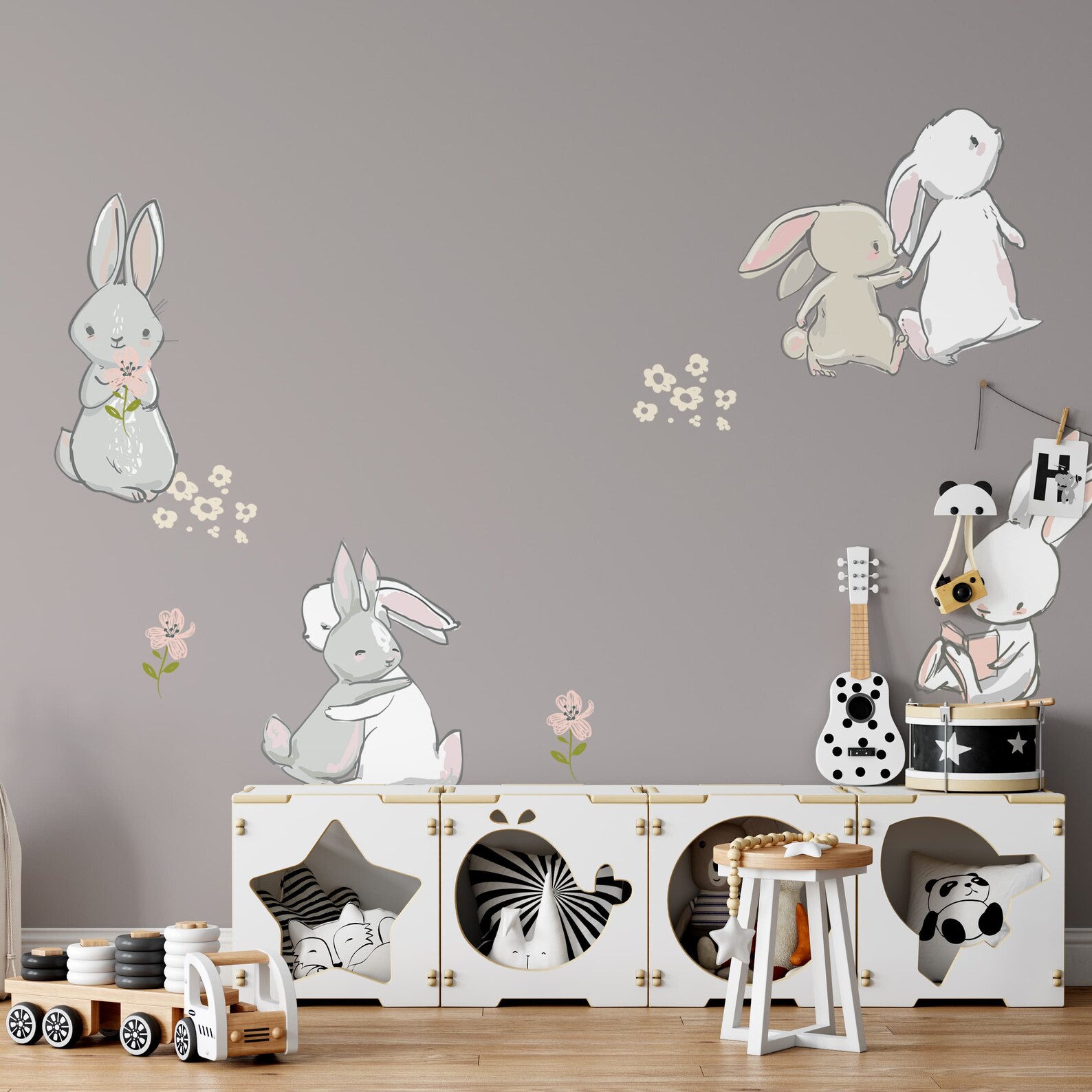 Easter Bunnies Bunny Rabbits Wall Decals Set Bunnies Decal Etsy