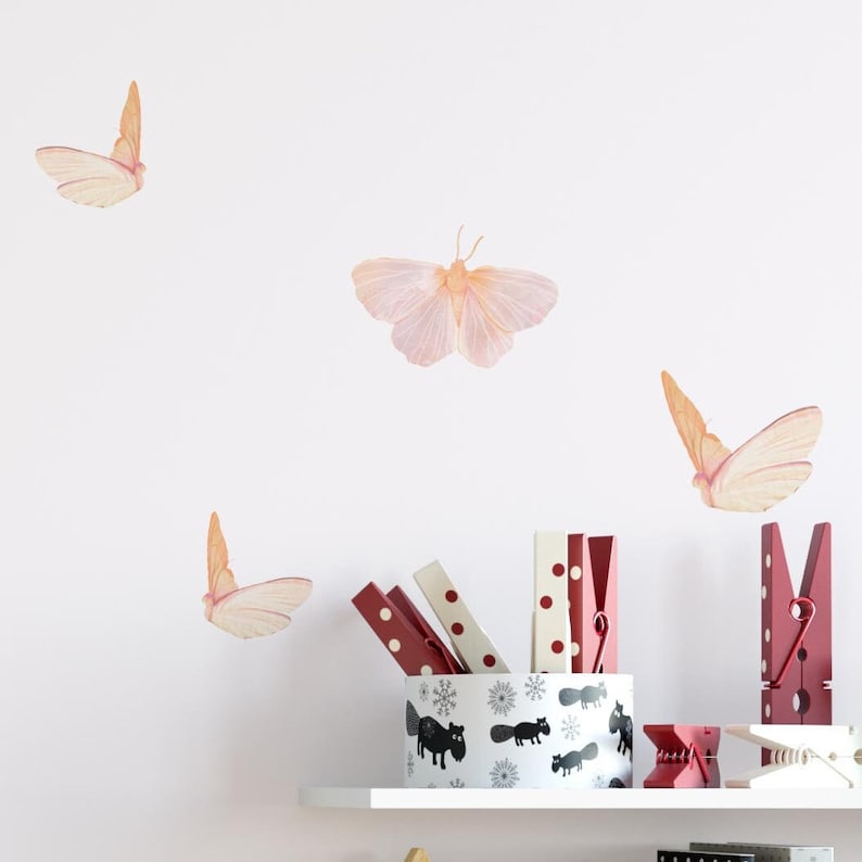 Butterfly decals for kids room, watercolor decal, watercolor butterfly decal, wall decal nursery, art deco wall art, baby girl nursery image 6