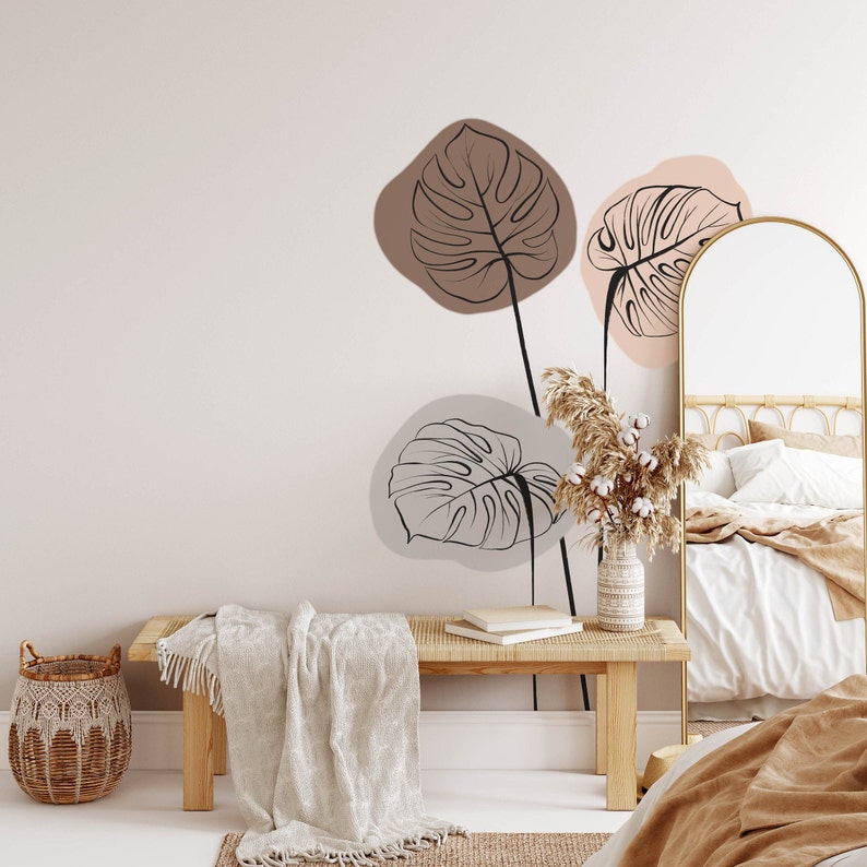 Monstera Wall Decal Monstera Leaf Decal Floral Decal Flower Etsy