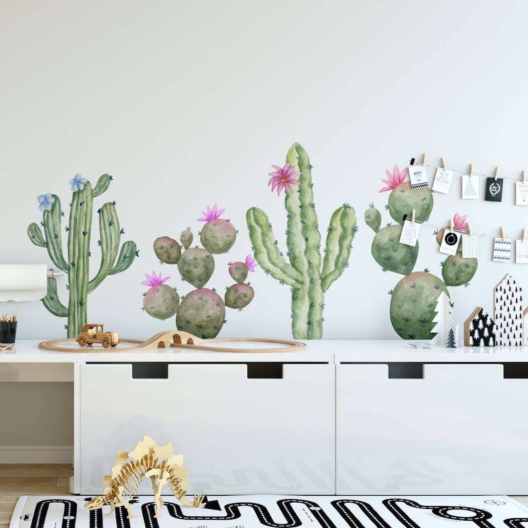 Cactus Decal, Tropical Wall Decal, Cacti Nursery Decor, Cactus Wall