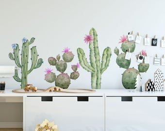 Cactus decal, tropical wall decal, cacti nursery decor, cactus wall decal, cactus nursery decor, desert wall decal, summer wall decal