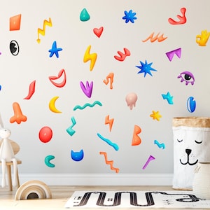 Abstract Shapes Wall Decals - Boho Wall Decal, Kids Room Wall Art, Modern Wall Stickers, Playroom Decor, birthday gift for friend, home gift