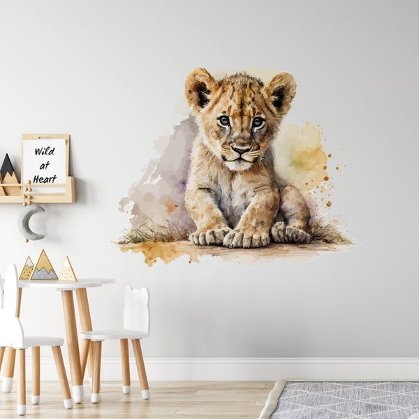 Sticker mural lion, sticker mural lionceau, sticker mural chambre d'enfant, stickers muraux, stickers muraux, décoration murale, sticker mural chambre d'enfant, sticker mural pour enfants