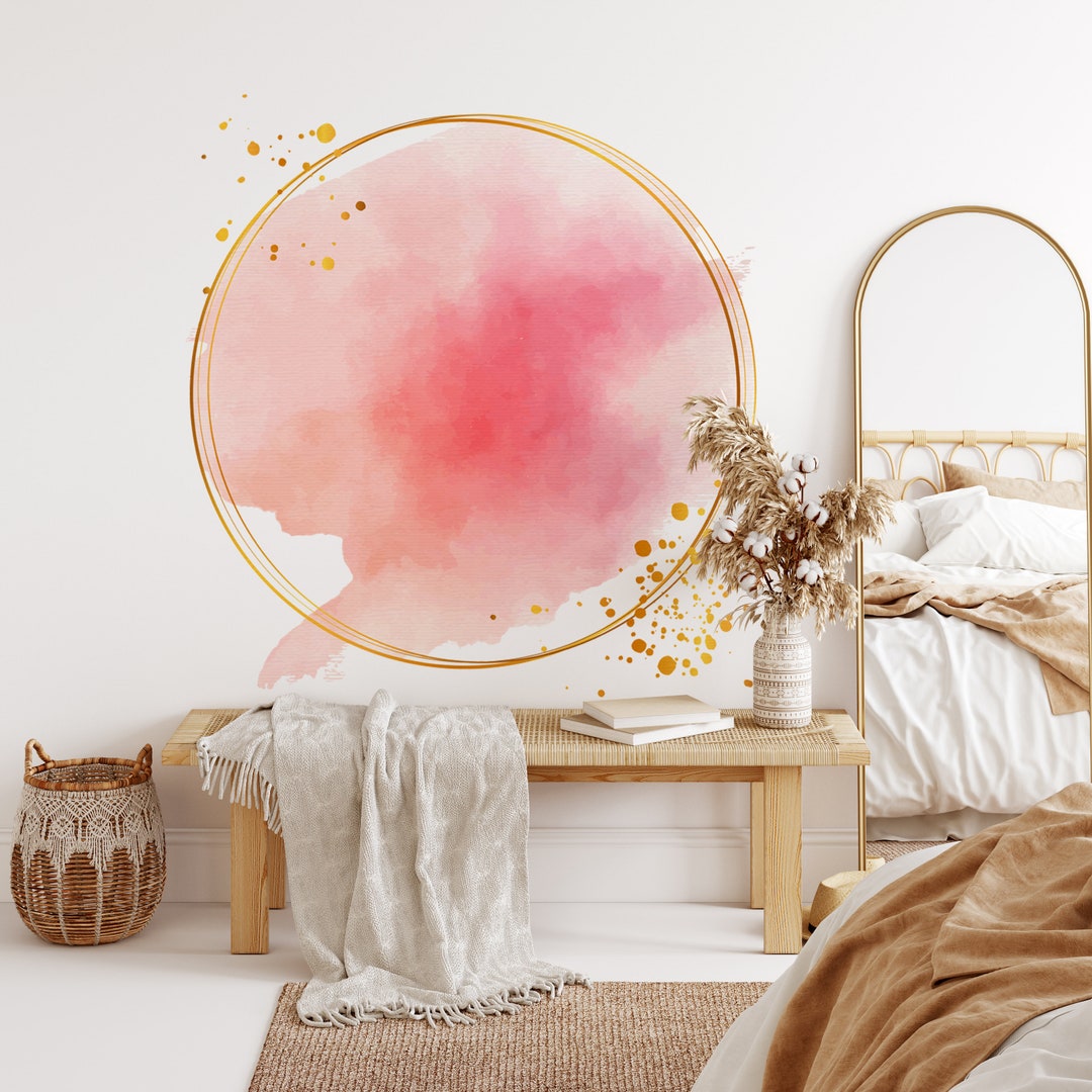 Abstract Wall Decal, Decal Pink Circle, Boho Style, Boho Wall Decal