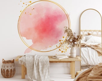 Abstract wall decal, decal pink circle, boho style, boho wall decal, boho wall sticker, circle wall decal, geometric wall decal, large decal