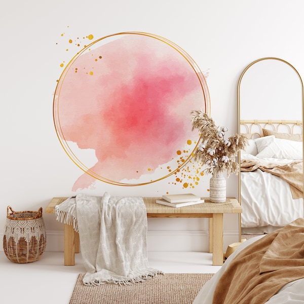 Abstract wall decal, decal pink circle, boho style, boho wall decal, boho wall sticker, circle wall decal, geometric wall decal, large decal