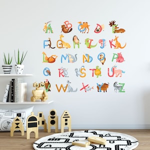 Vinyl wall decal, modern nursery, kids room decor, nursery decor, watercolor art, rainbow alphabet, modern kids room