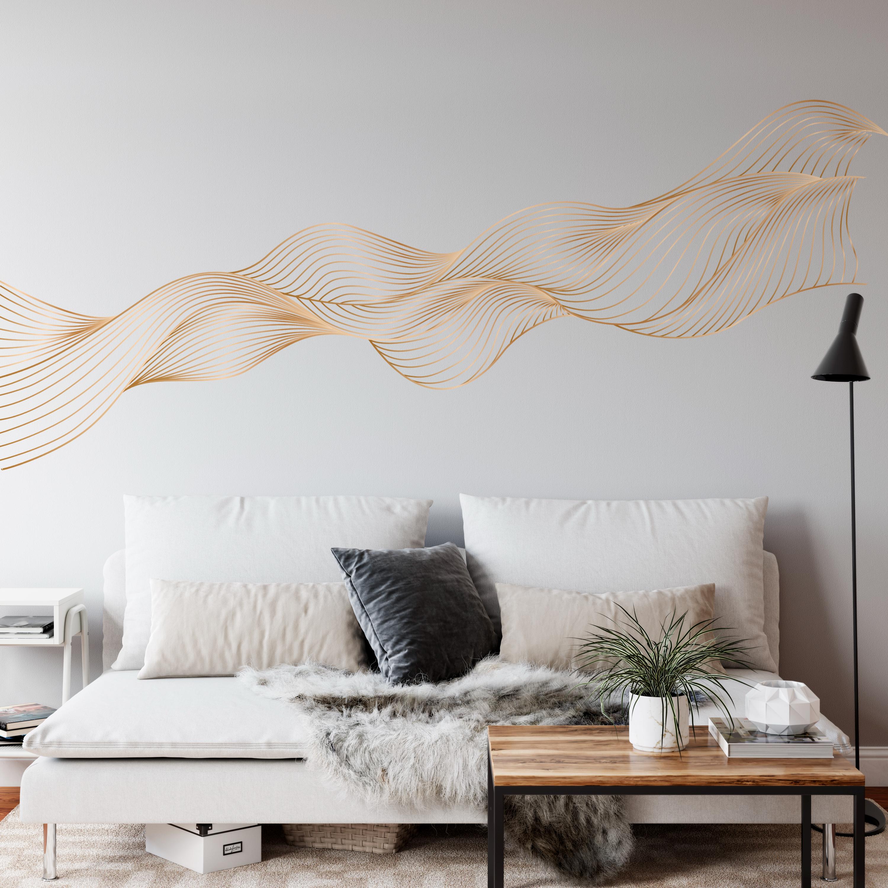 Gold Boho Wall Decals - Removable Lines Wall Stickers, Minimalist ...